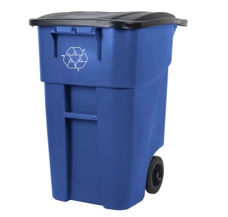 Blue 200 L Roll Out Container with Lid and Recycle Logo